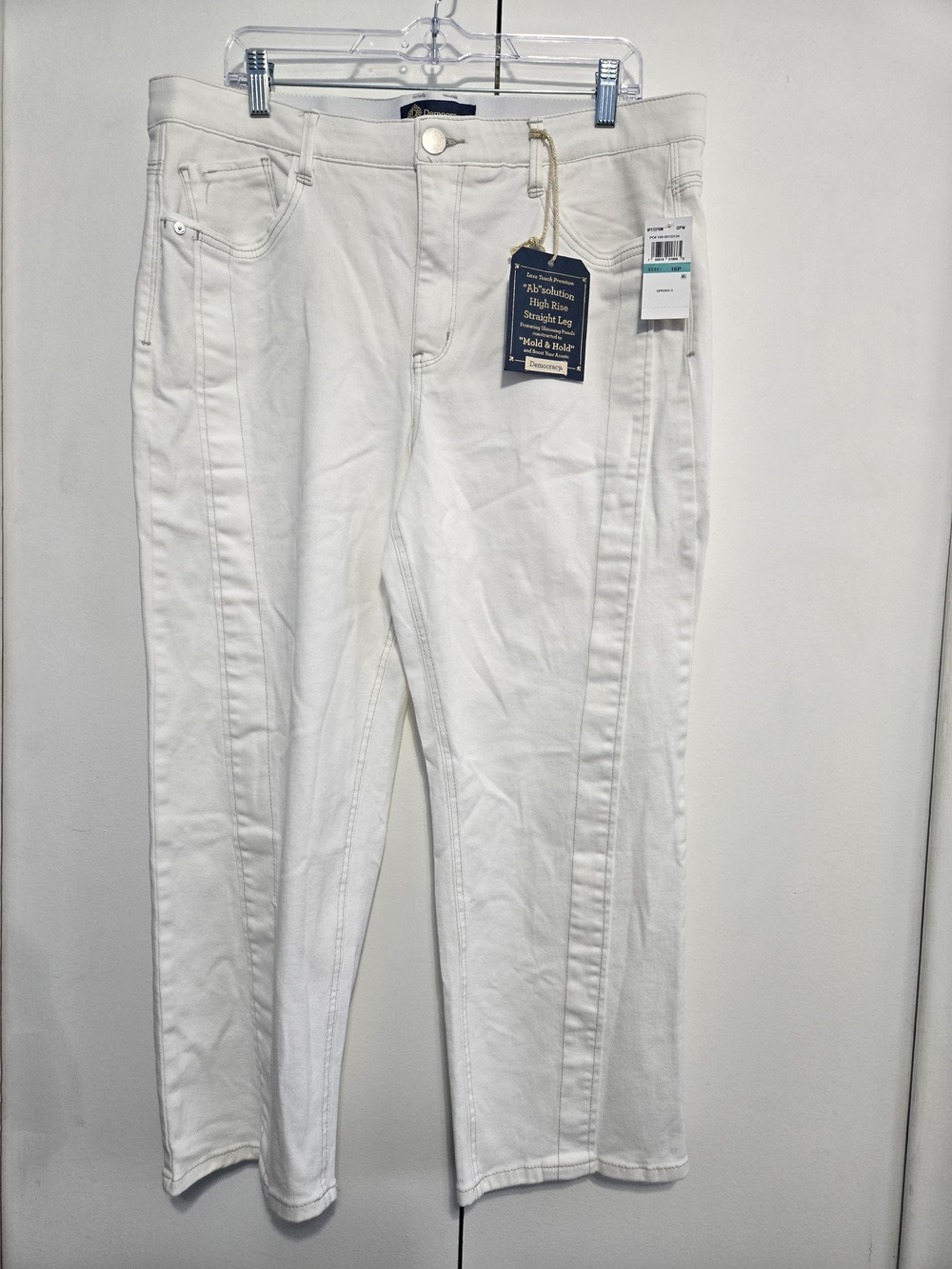 NWT Democracy Ab Solution Jeans 16P White High Rise Straight Leg Petite